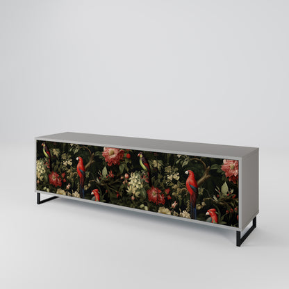 AVIAN GREENERY 3-Door TV Stand in Grey Finish