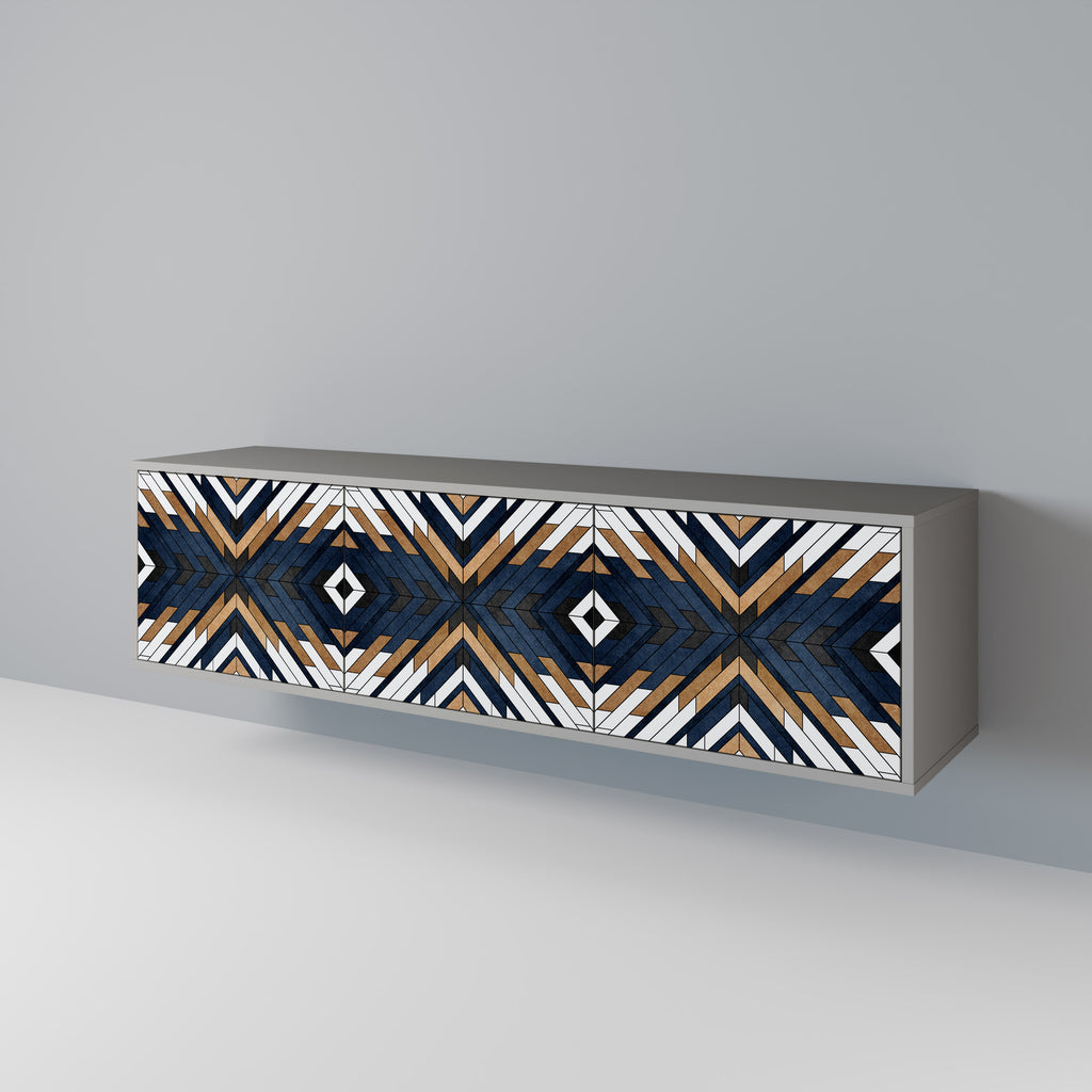 ARTFUL GEOMETRY 3-dörrars TV-bänk i grå finish