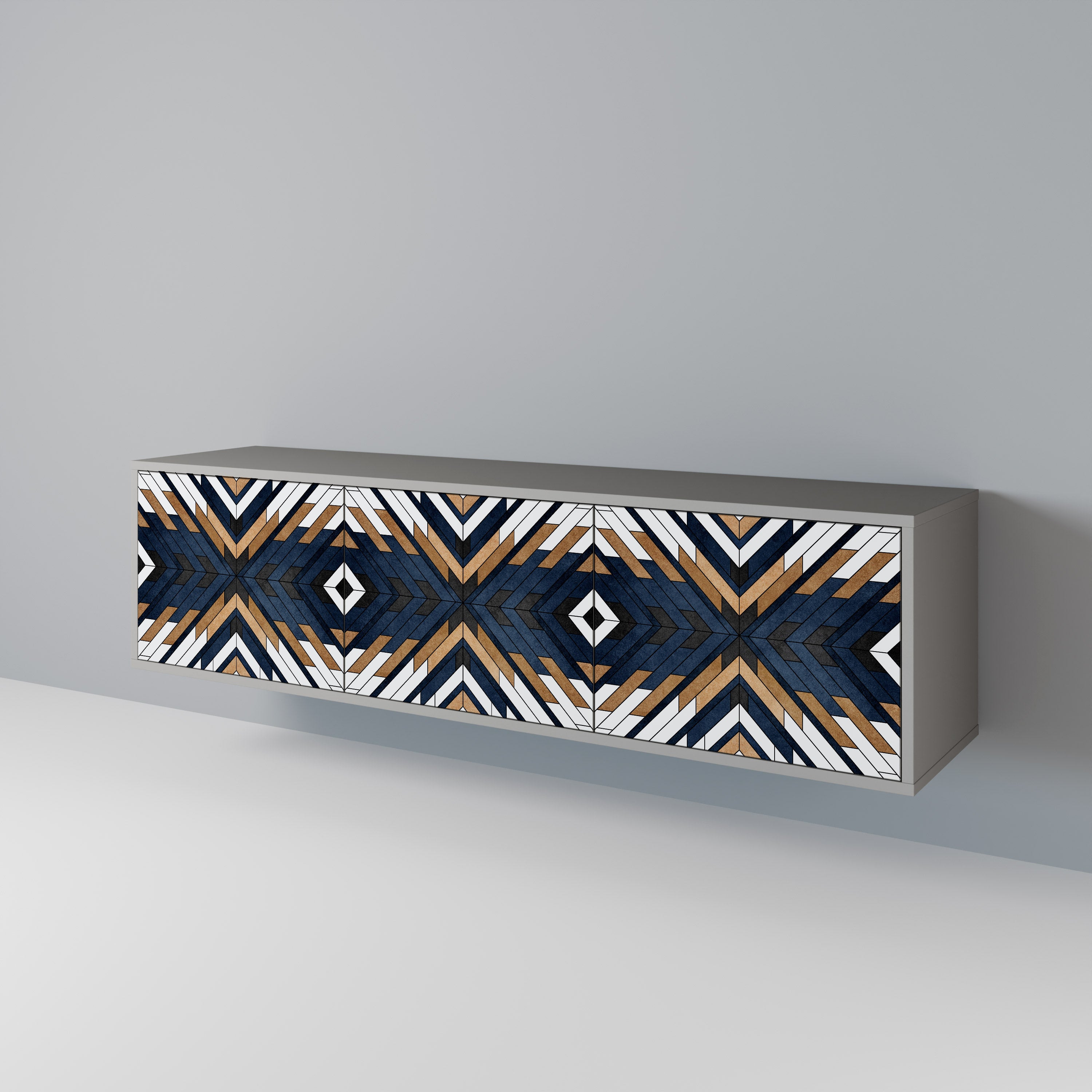 ARTFUL GEOMETRY 3-dörrars TV-bänk i grå finish