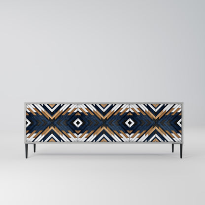 ARTFUL GEOMETRY 3-Door TV Stand in Grey Finish