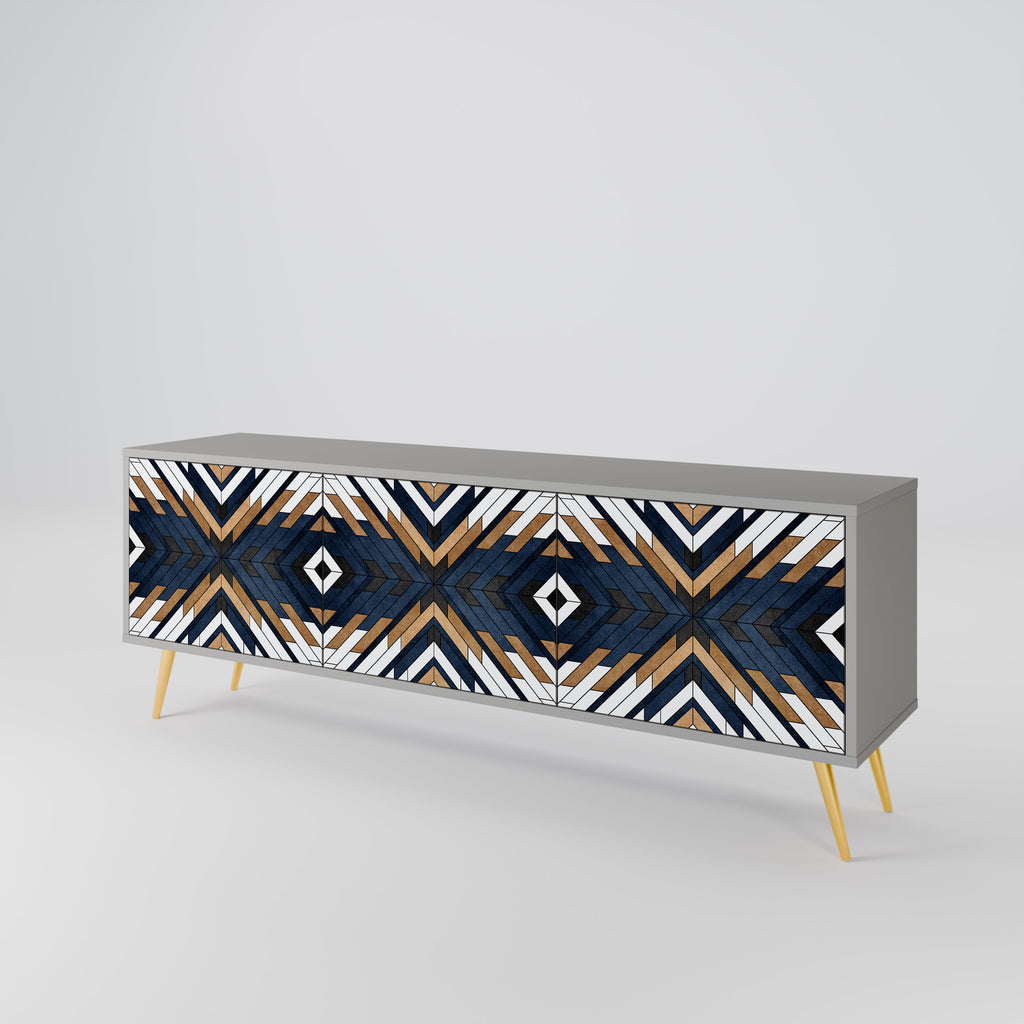 ARTFUL GEOMETRY 3-dörrars TV-bänk i grå finish