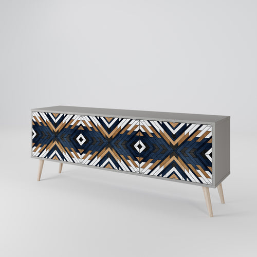 ARTFUL GEOMETRY 3-dörrars TV-bänk i grå finish