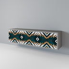 ARTISTIC GEOMETRY 3-Door TV Stand in Grey Finish