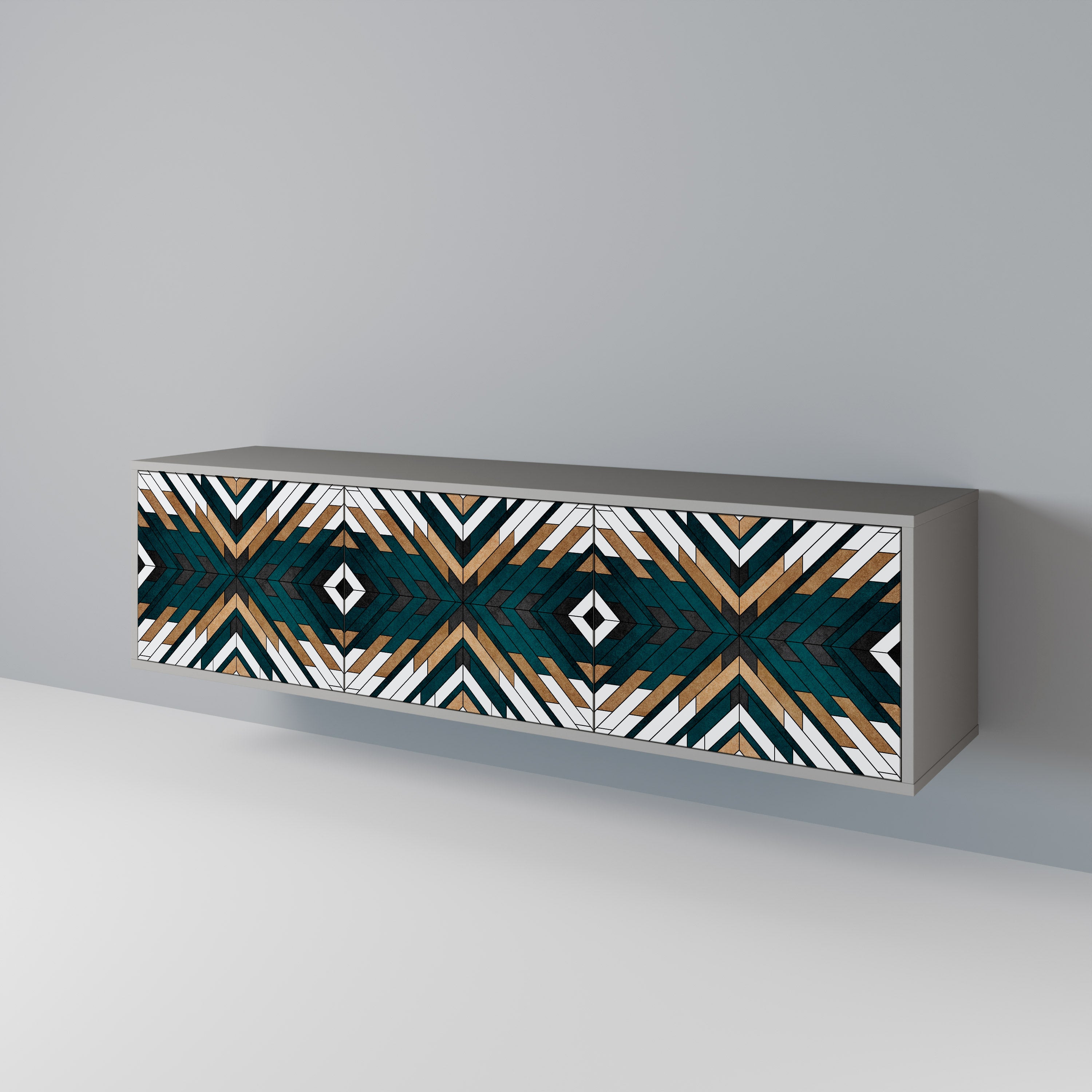 ARTISTIC GEOMETRY 3-dörrars TV-bänk i grå finish