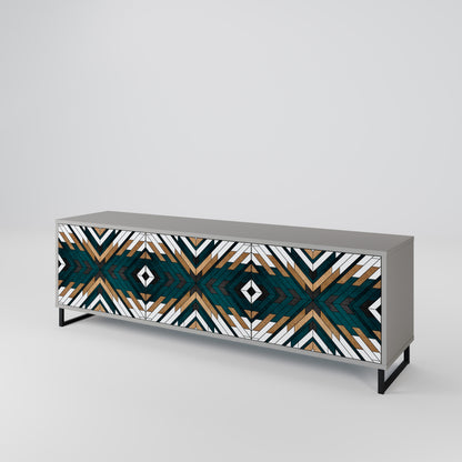 ARTISTIC GEOMETRY 3-Door TV Stand in Grey Finish