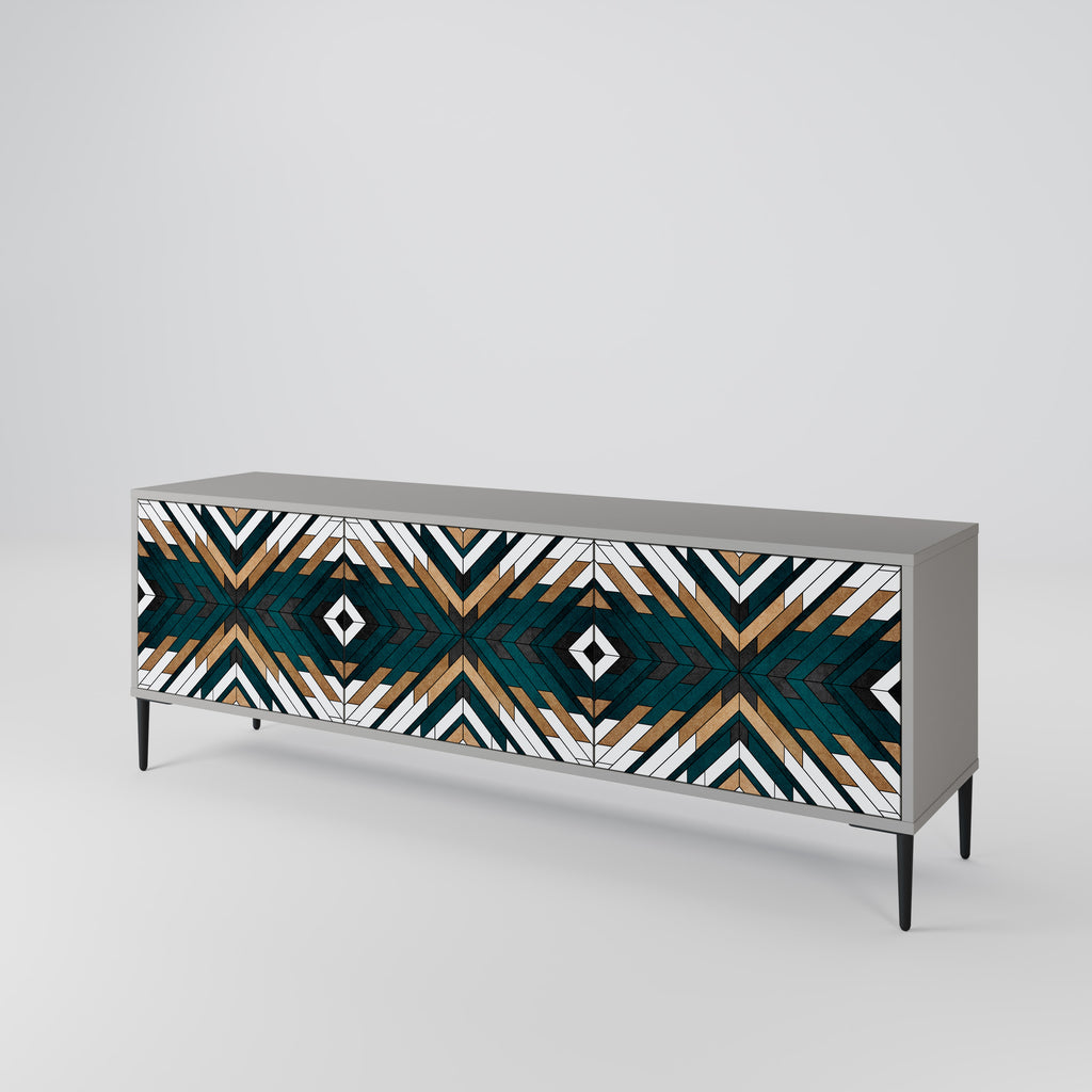 ARTISTIC GEOMETRY 3-dörrars TV-bänk i grå finish