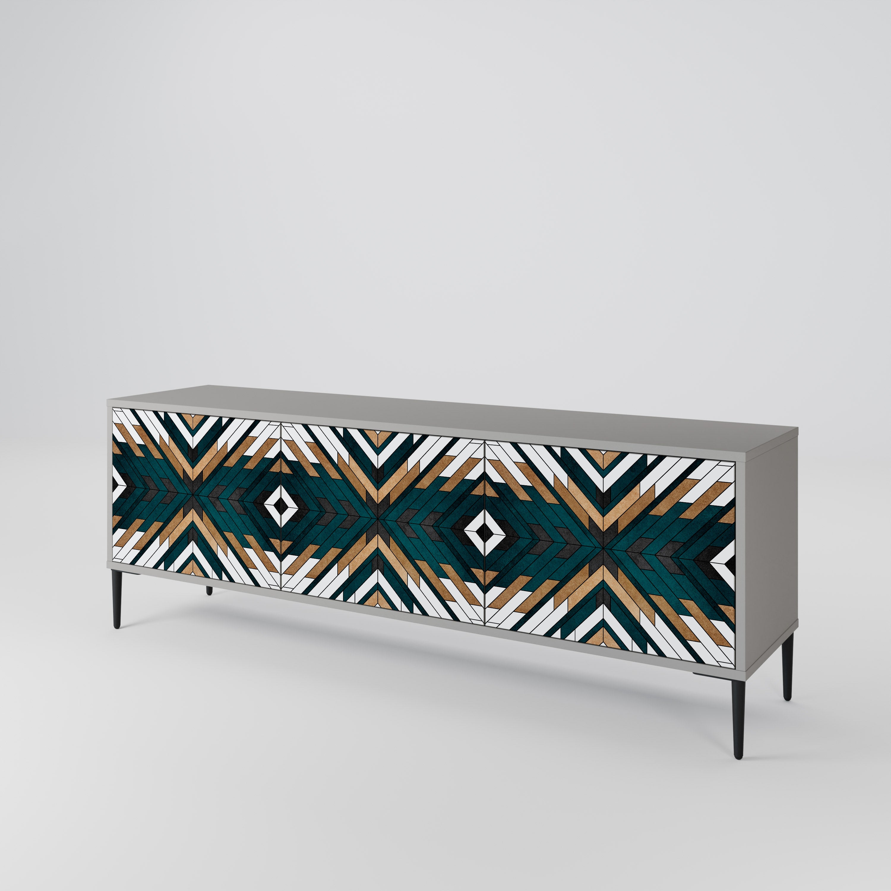 ARTISTIC GEOMETRY 3-dörrars TV-bänk i grå finish