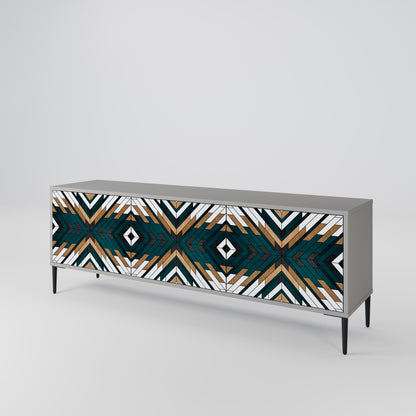 ARTISTIC GEOMETRY 3-Door TV Stand in Grey Finish