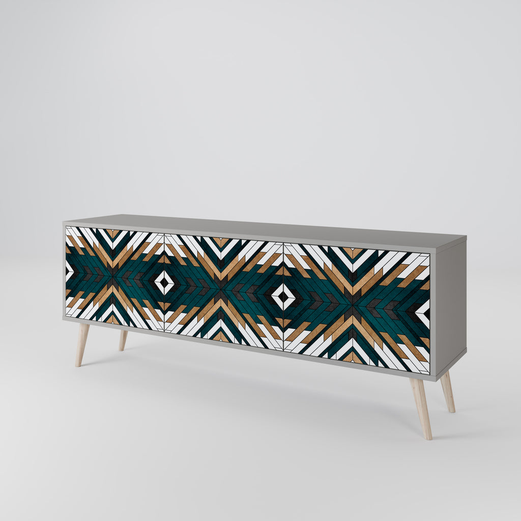 ARTISTIC GEOMETRY 3-dörrars TV-bänk i grå finish