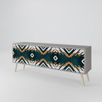 ARTISTIC GEOMETRY 3-Door TV Stand in Grey Finish