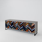 VIBRANT PATCHWORK 3-Door TV Stand in Grey Finish
