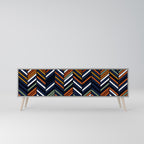 VIBRANT PATCHWORK 3-Door TV Stand in Grey Finish