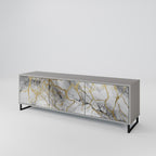 TIMELESS GLIDE 3-Door TV Stand in Grey Finish