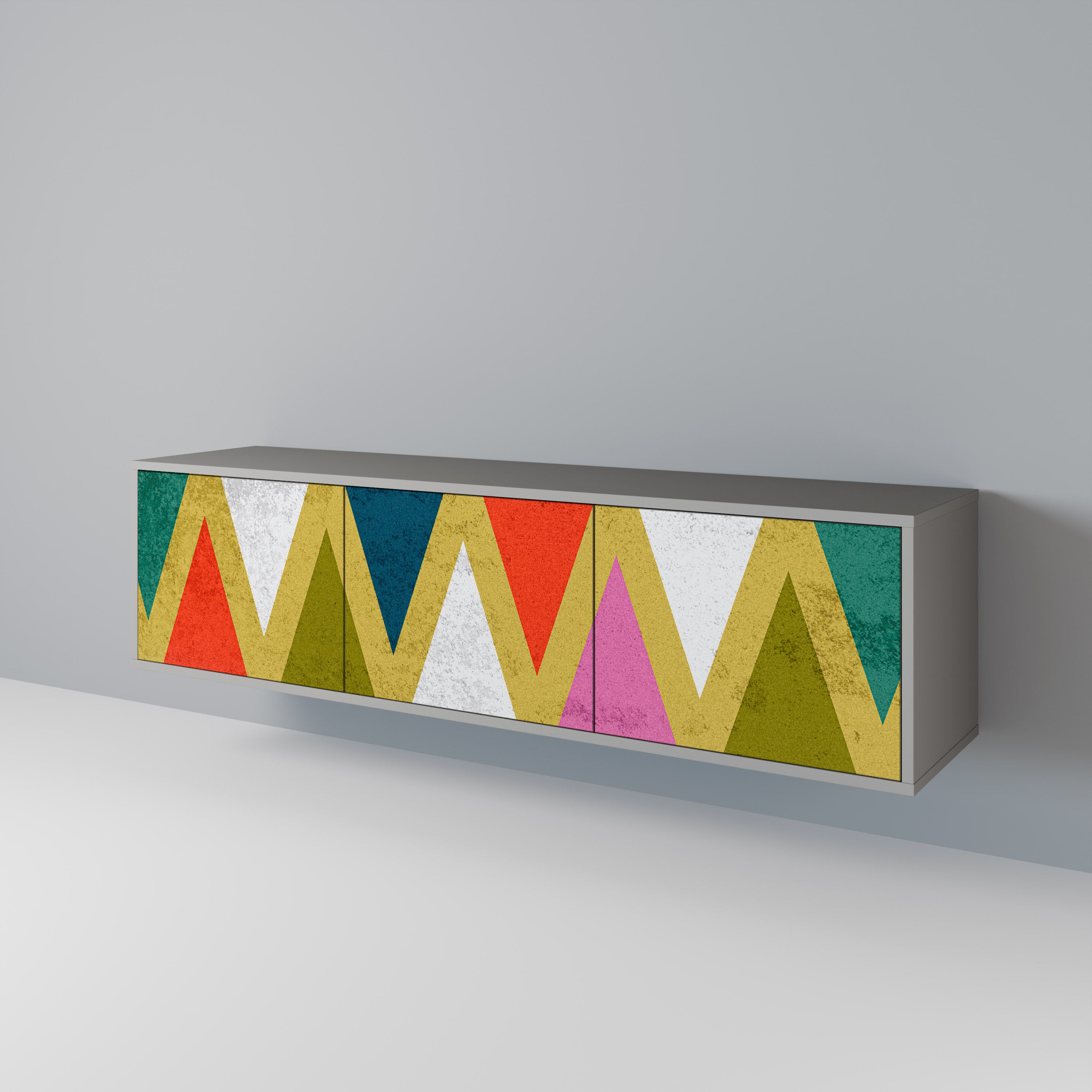 COLORFUL TRIANGLES TV-bänk med 3 dörrar
