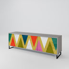 COLORFUL TRIANGLES 3-Door TV Stand in Grey Finish