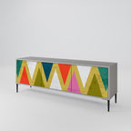 COLORFUL TRIANGLES 3-Door TV Stand in Grey Finish
