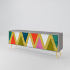 COLORFUL TRIANGLES 3-Door TV Stand in Grey Finish