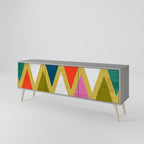 COLORFUL TRIANGLES 3-Door TV Stand in Grey Finish