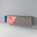 GLAMOROUS STRIPE 3-Door TV Stand in Grey Finish