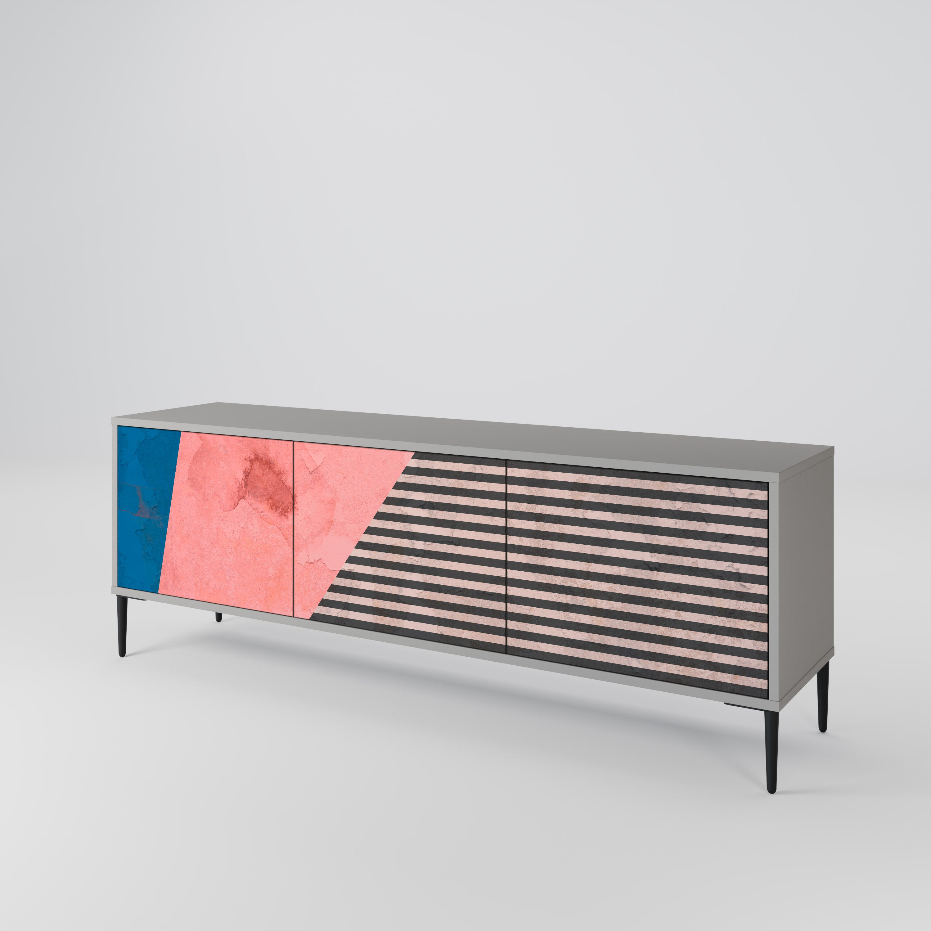 GLAMOROUS STRIPE TV-bänk med 3 dörrar