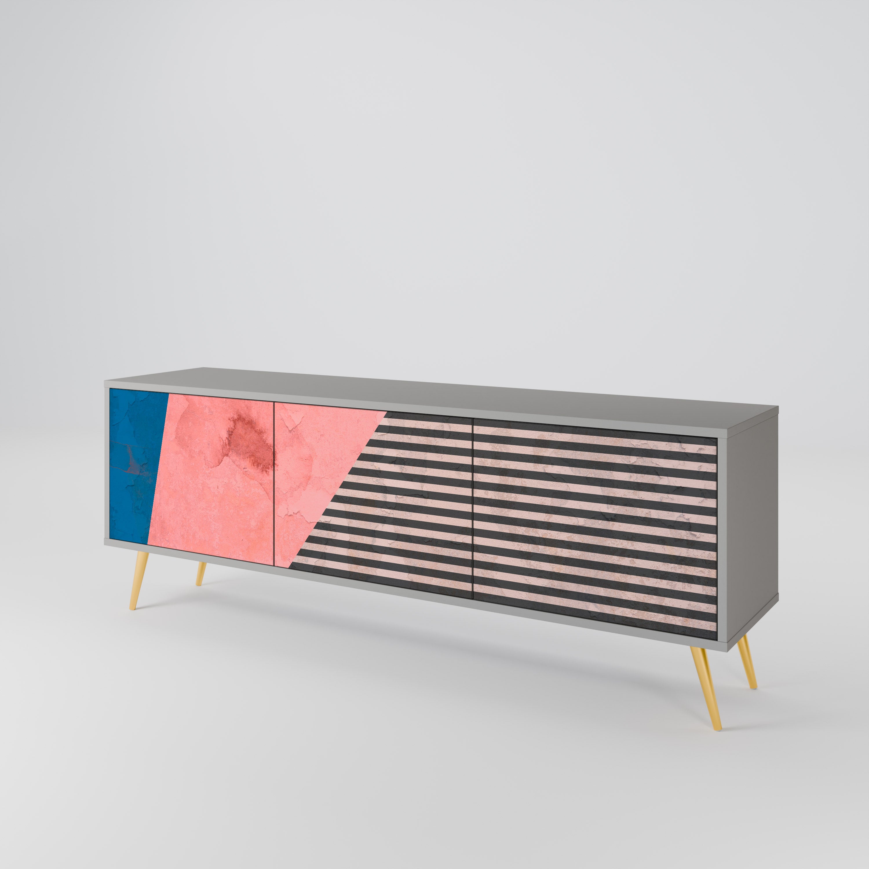 GLAMOROUS STRIPE TV-bänk med 3 dörrar