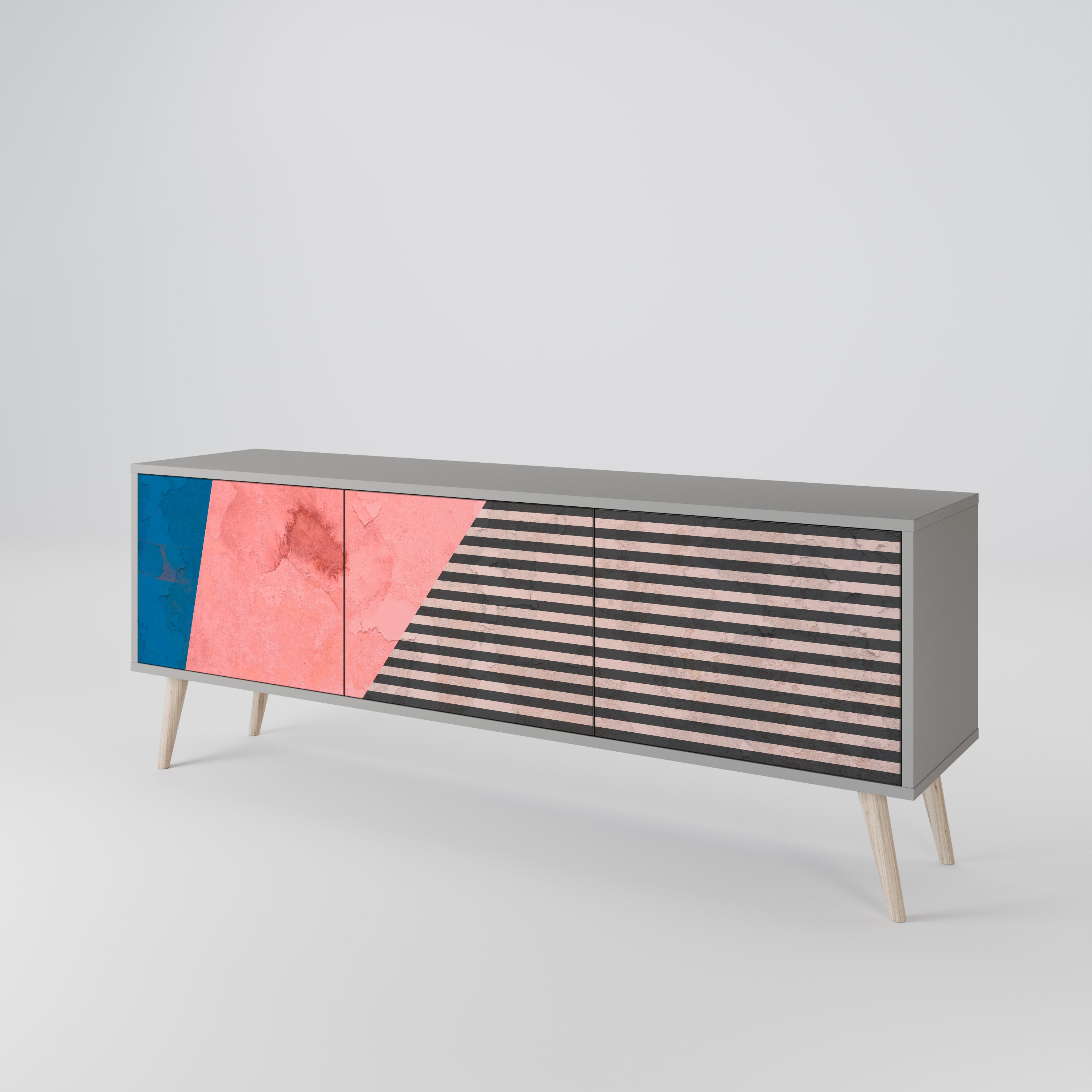 GLAMOROUS STRIPE TV-bänk med 3 dörrar