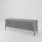 TEMPORARY SEQUENCE 3-Door TV Stand in Grey Finish