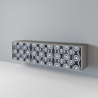 GRAPHITE EYES 3-Door TV Stand in Grey Finish