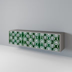 GREEN EYES 3-Door TV Stand in Grey Finish