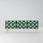 GREEN EYES 3-Door TV Stand in Grey Finish