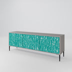 TURQUOISE RAIN 3-Door TV Stand in Grey Finish