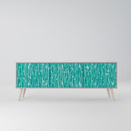 TURQUOISE RAIN 3-Door TV Stand in Grey Finish