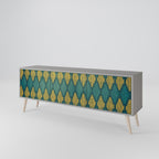 POLYGONS 3-Door TV Stand in Grey Finish