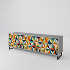 TESSELATE TREASURES 3-Door TV Stand in Grey Finish