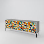 TESSELATE TREASURES 3-Door TV Stand in Grey Finish