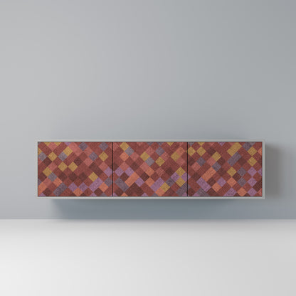 PAINTED SQUARES 3-dörrars TV-bänk i grå finish