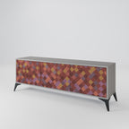 PAINTED SQUARES 3-Door TV Stand in Grey Finish