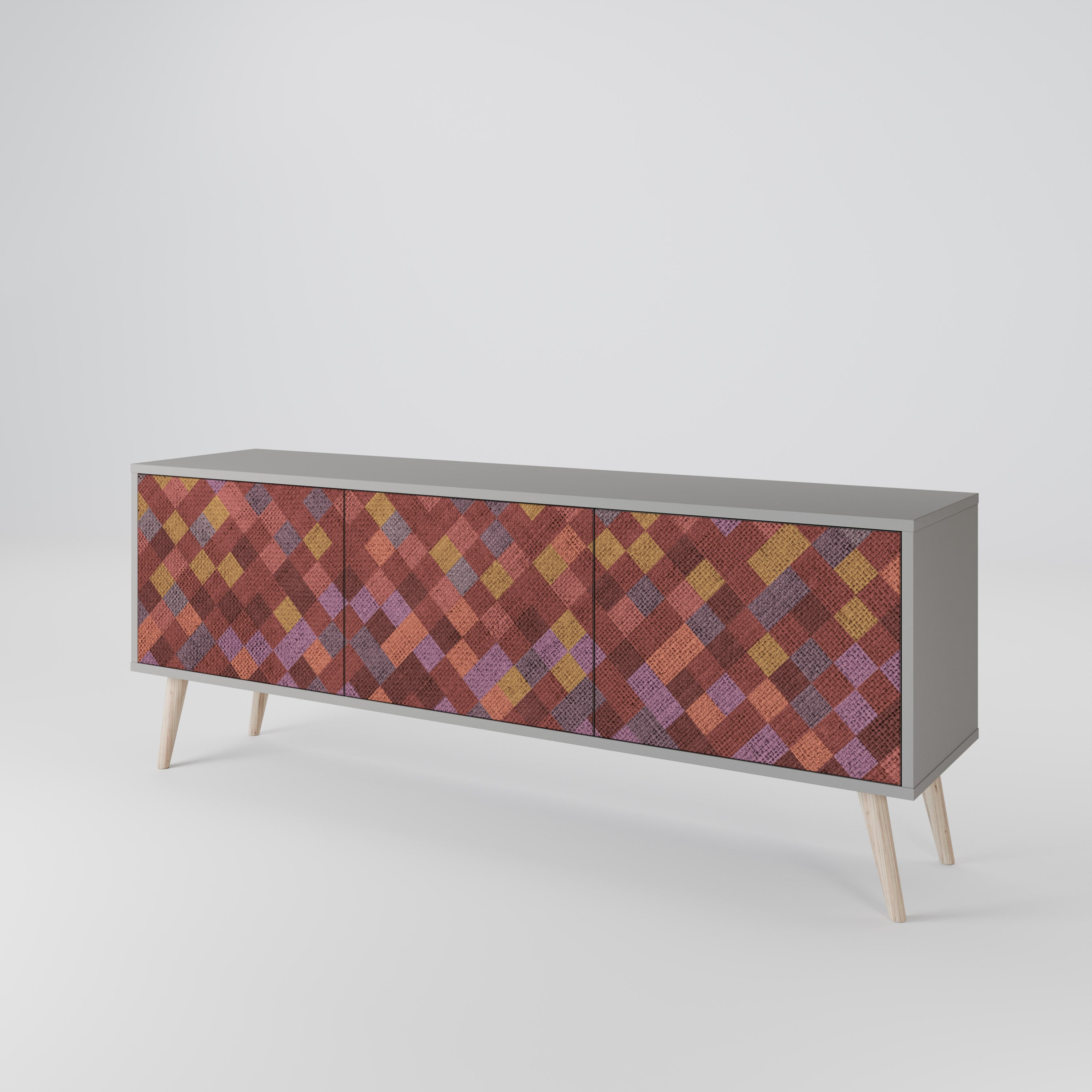 PAINTED SQUARES TV-bänk med 3 dörrar