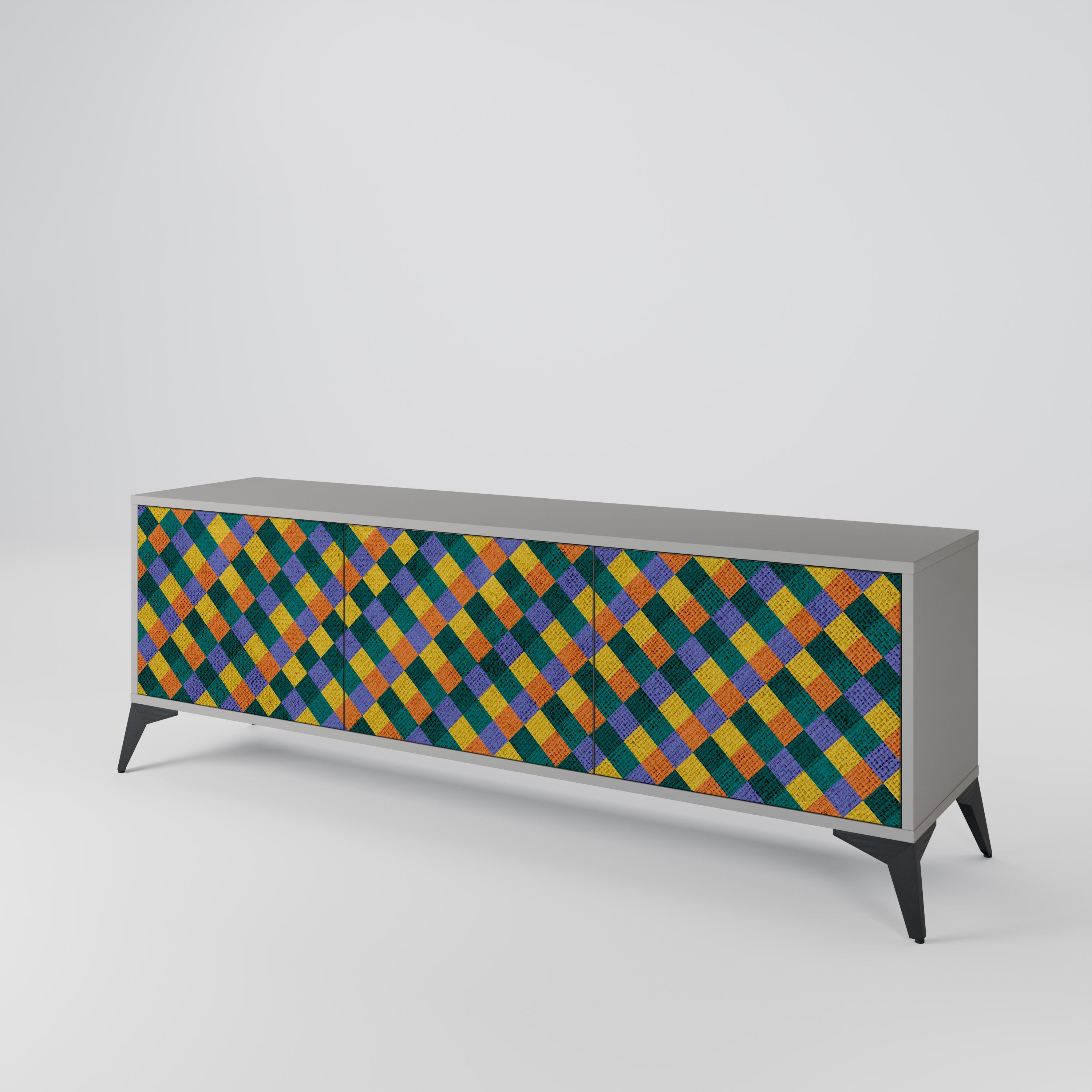 PAINTED SQUARES MIX TV-bänk med 3 dörrar