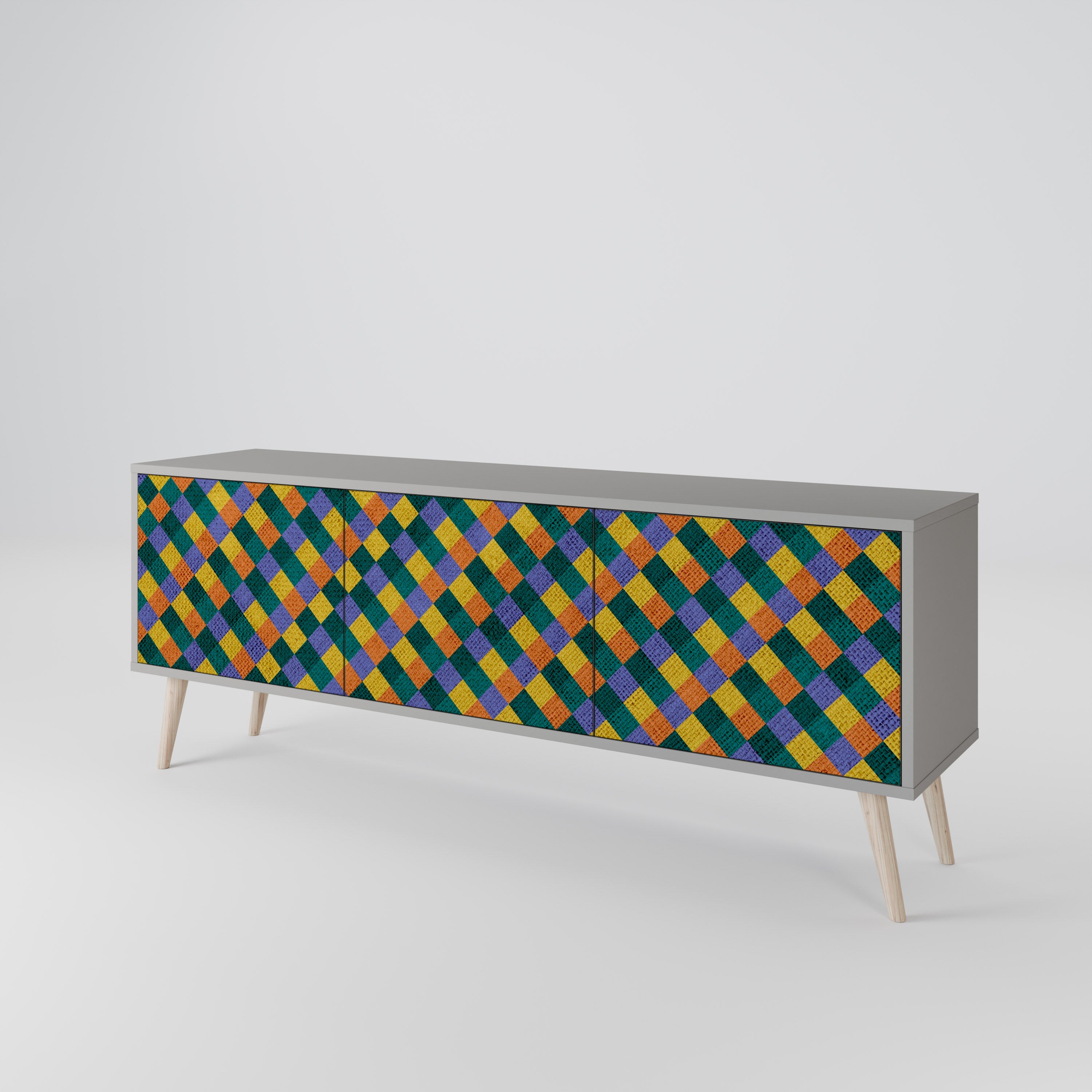 PAINTED SQUARES MIX TV-bänk med 3 dörrar
