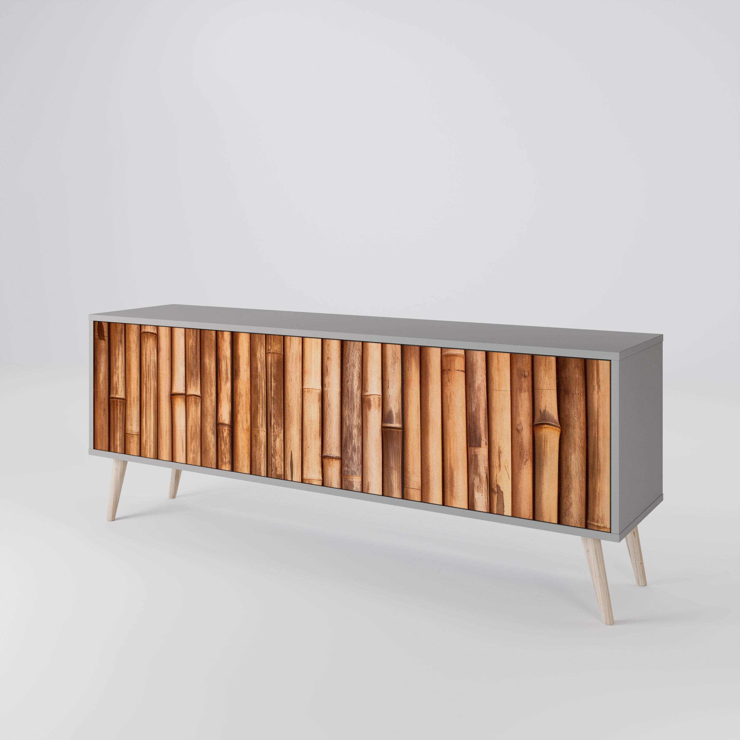 NATURAL WOOD TV-bänk med 3 dörrar