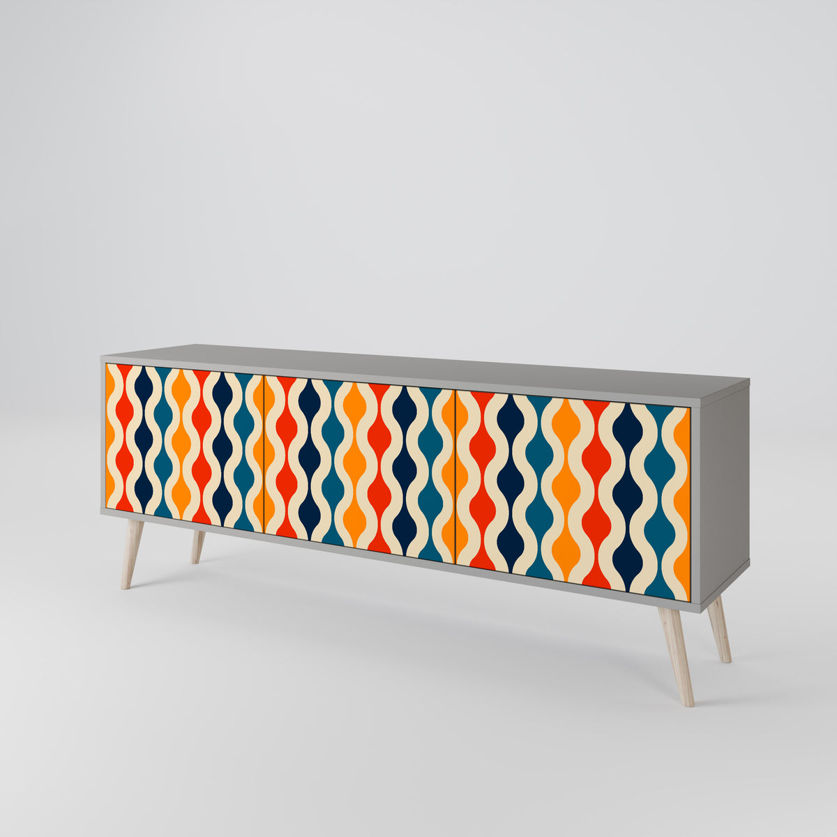 COLORFUL NOSTALGIA TV-bänk med 3 dörrar