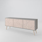 CERAMIC TEXTURE 3-Door TV Stand in Grey Finish