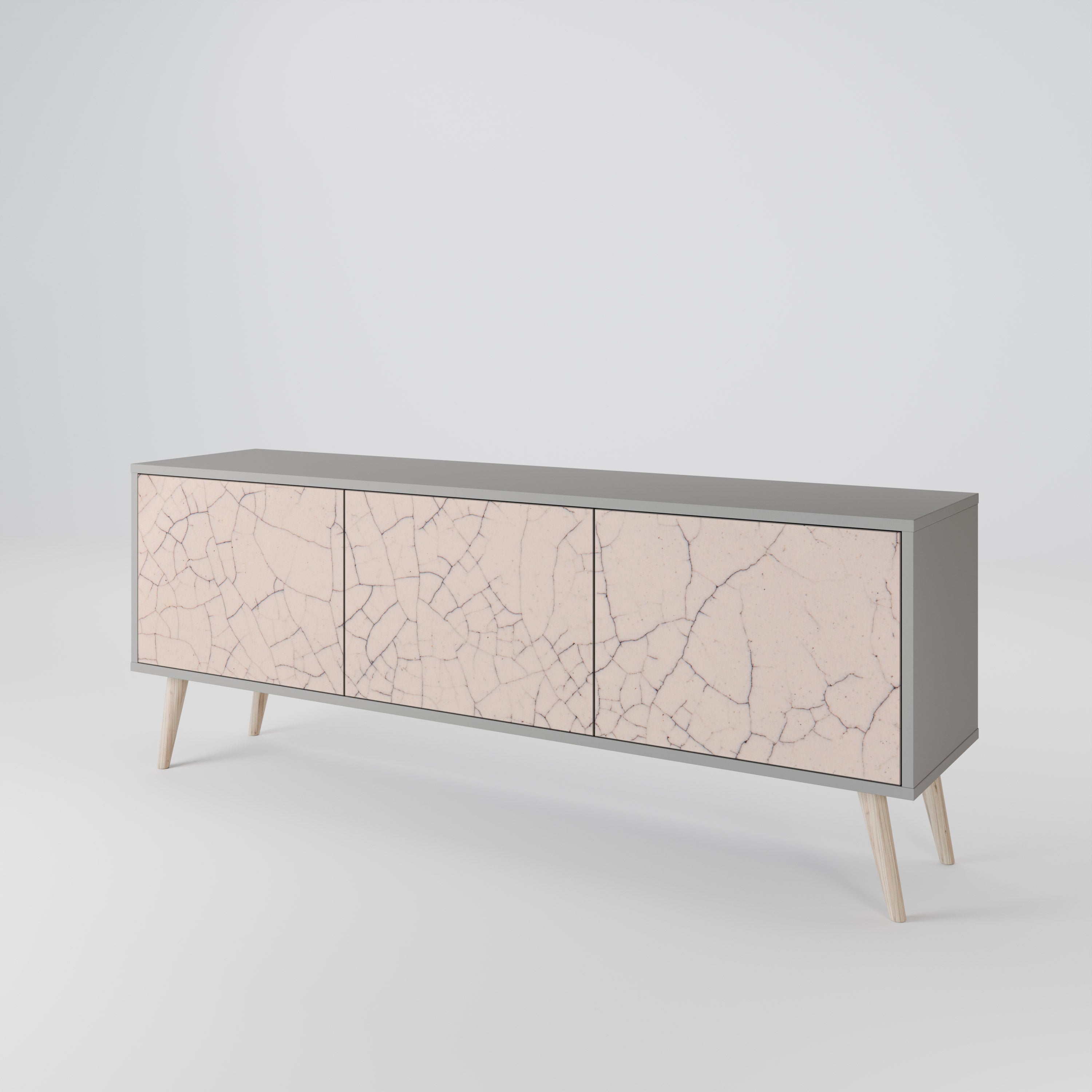 CERAMIC TEXTURE 3-dörrars TV-bänk i grå finish