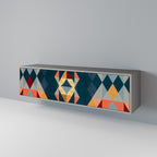 CRACKED ILLUSION 3-Door TV Stand in Grey Finish