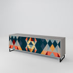 CRACKED ILLUSION 3-Door TV Stand in Grey Finish