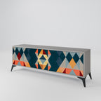 CRACKED ILLUSION 3-Door TV Stand in Grey Finish