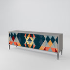 CRACKED ILLUSION 3-Door TV Stand in Grey Finish