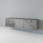 CONCRETE WALL 3-Door TV Stand in Grey Finish