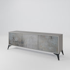 CONCRETE WALL 3-Door TV Stand in Grey Finish